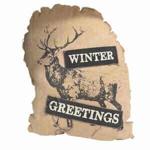 Primitives by Kathy Winter Greetings pillow with deer